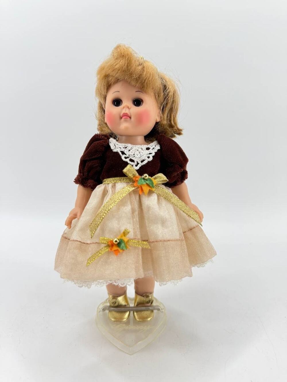 Vogue Ginny Doll 2000 Fall Autumn Dress Blonde Hair Heart Stand